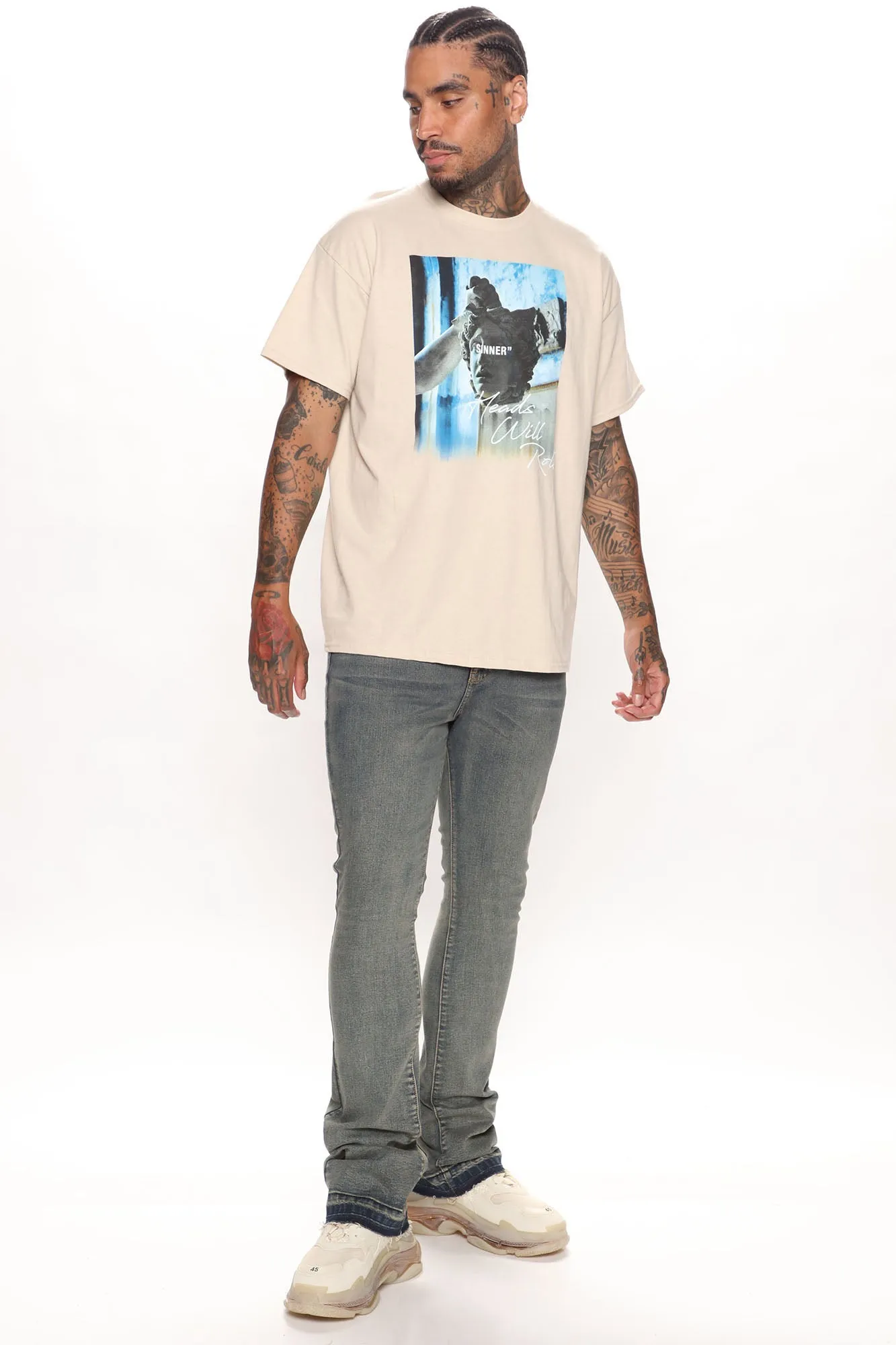 Another One Stacked Skinny Flared Jeans - Dark Wash