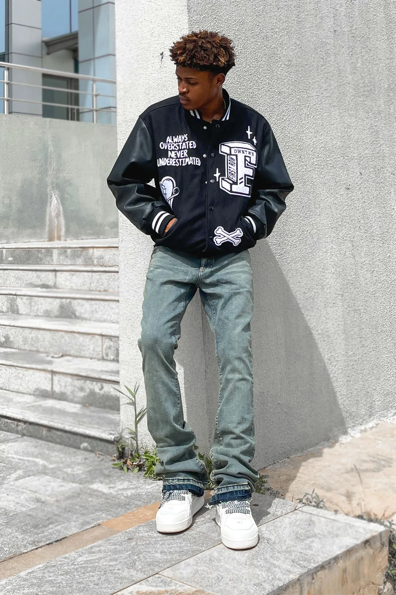 Another One Stacked Skinny Flared Jeans - Dark Wash