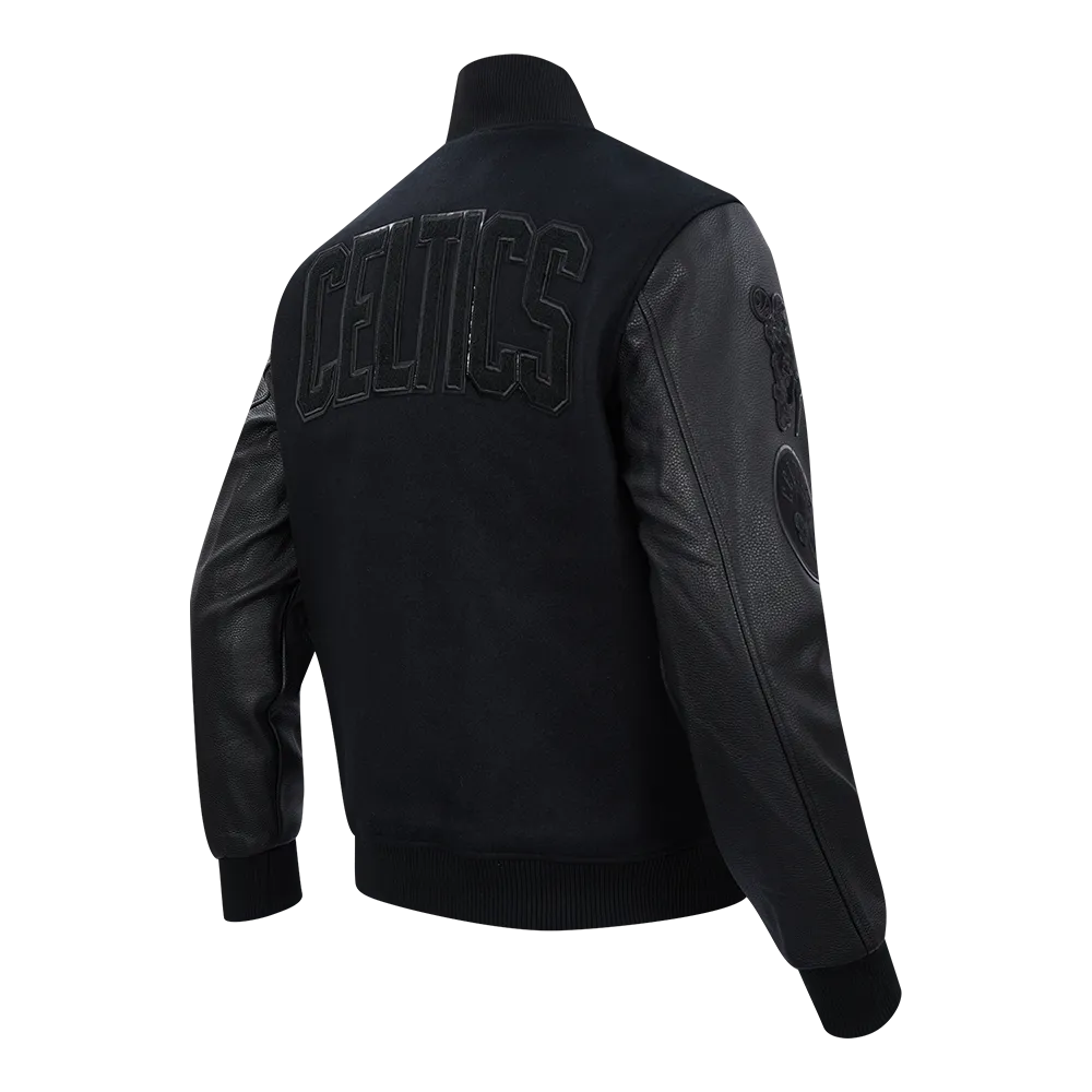 BOSTON TRIPLE BLACK MEN'S VARSITY JACKET (TRIPLE BLACK MEN'S)