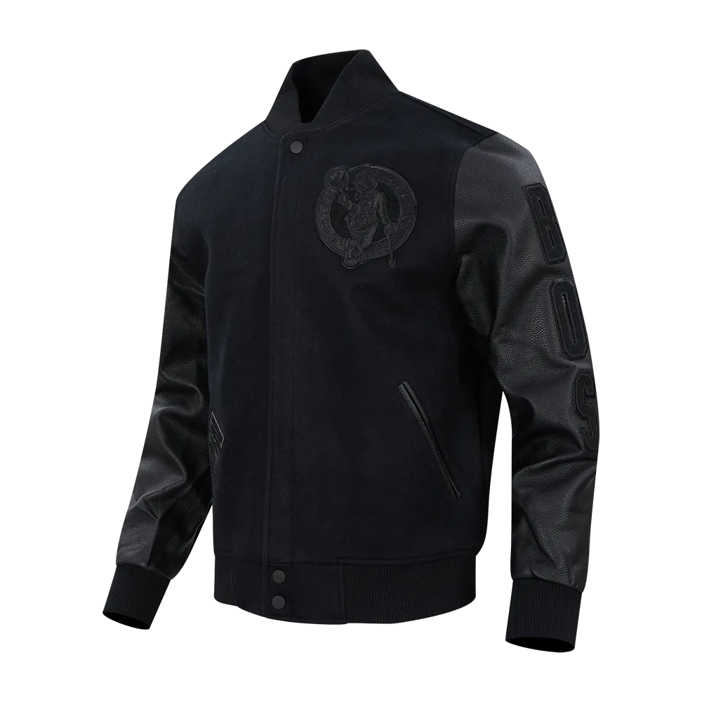 BOSTON TRIPLE BLACK MEN'S VARSITY JACKET (TRIPLE BLACK MEN'S)