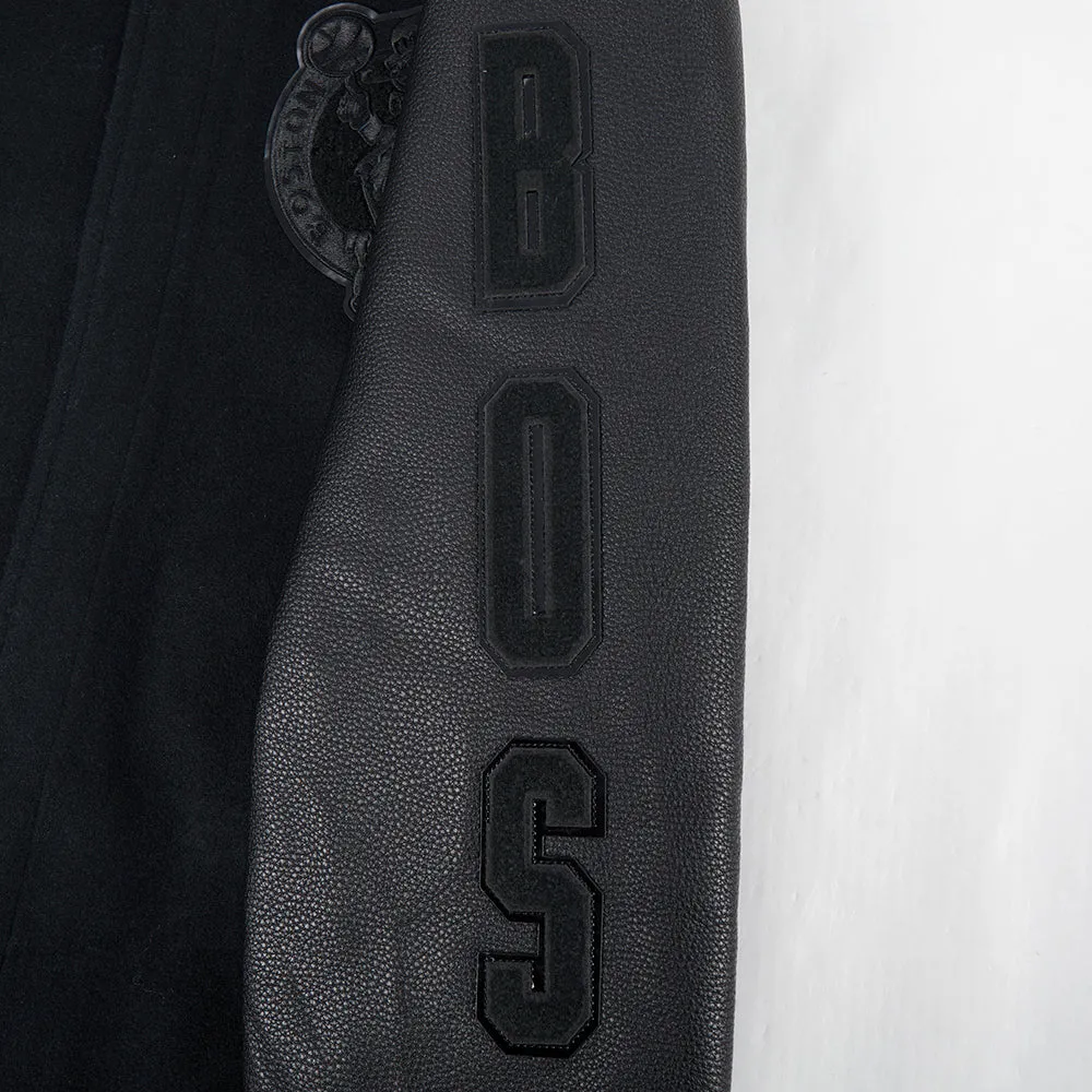 BOSTON TRIPLE BLACK MEN'S VARSITY JACKET (TRIPLE BLACK MEN'S)