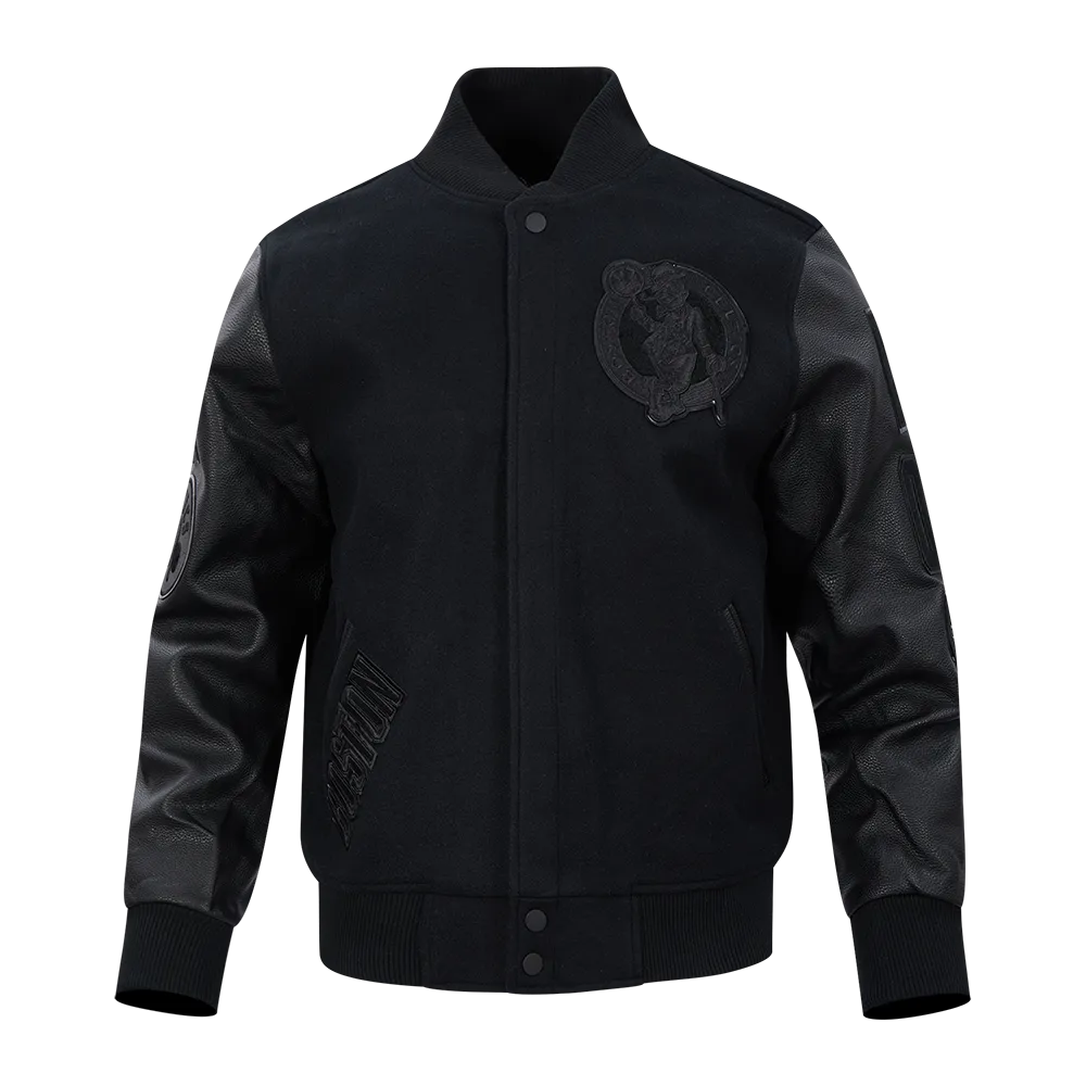 BOSTON TRIPLE BLACK MEN'S VARSITY JACKET (TRIPLE BLACK MEN'S)