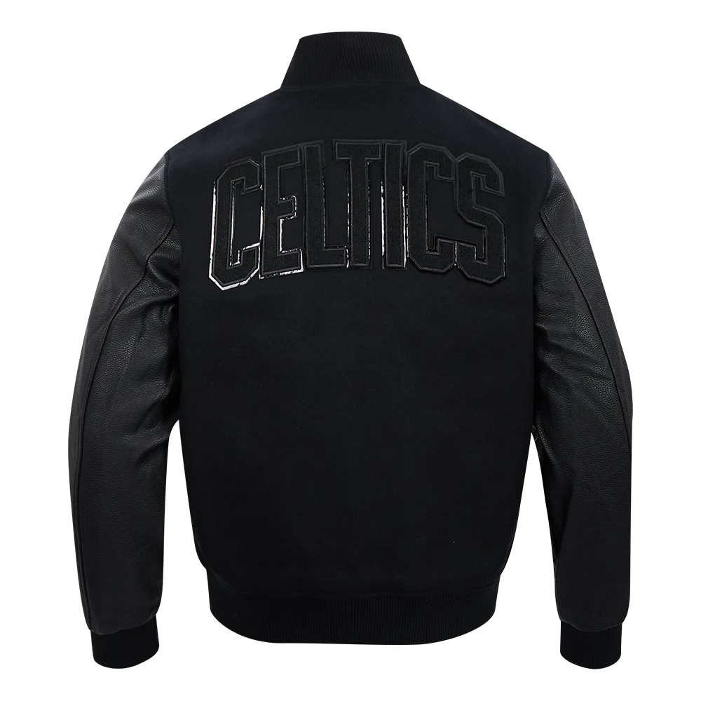 BOSTON TRIPLE BLACK MEN'S VARSITY JACKET (TRIPLE BLACK MEN'S)