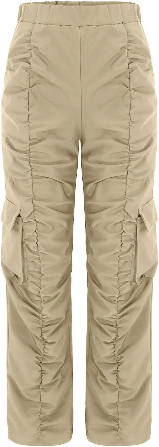 High Waisted Cargo Pants for Women Corduroy Wide Leg Straight Casual Pants Womens High Waisted Cargo Pants Women