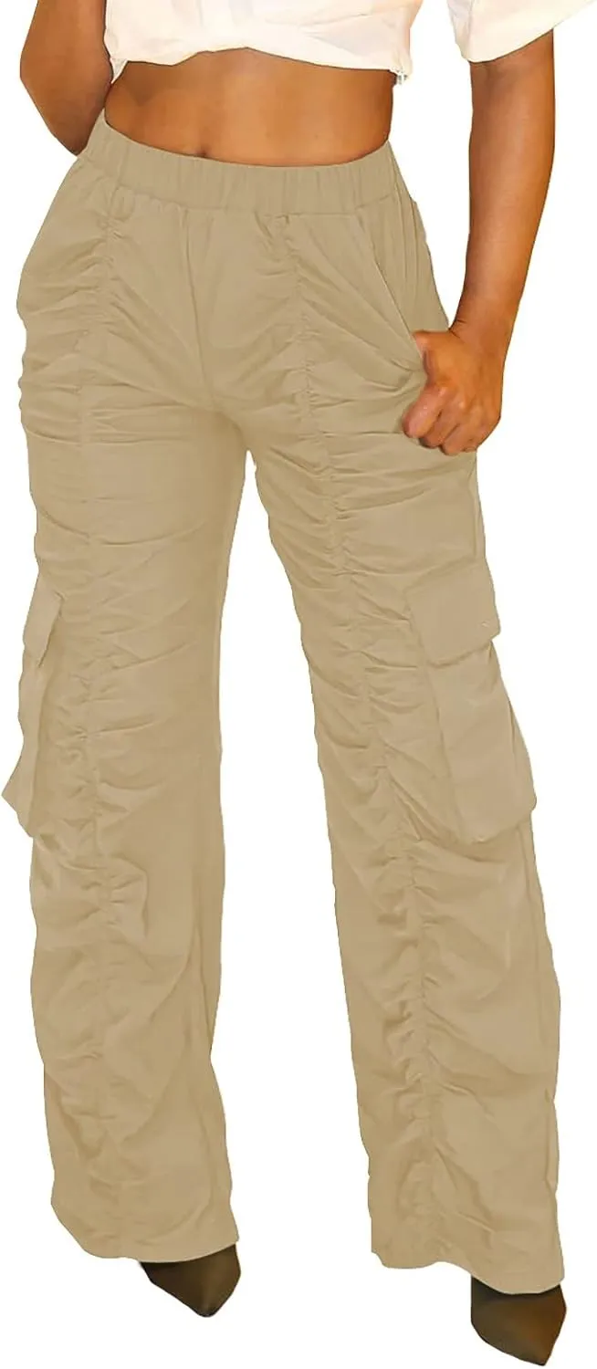 High Waisted Cargo Pants for Women Corduroy Wide Leg Straight Casual Pants Womens High Waisted Cargo Pants Women