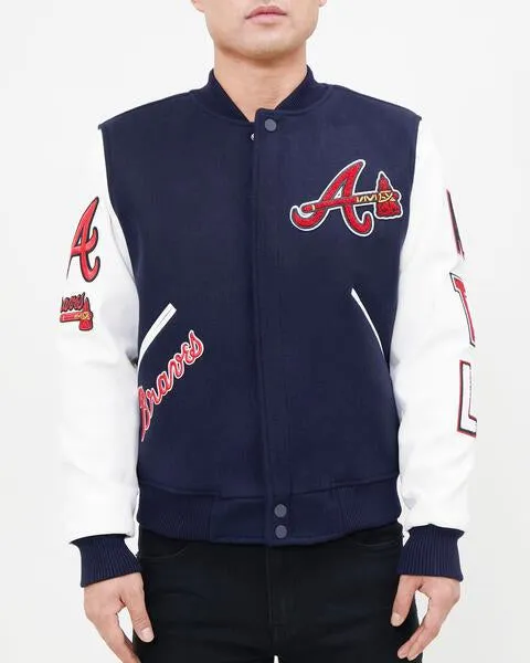MLB ATLANTA BRAVES CLASSIC WOOL MEN'S VARSITY JACKET (MIDNIGHT NAVY)