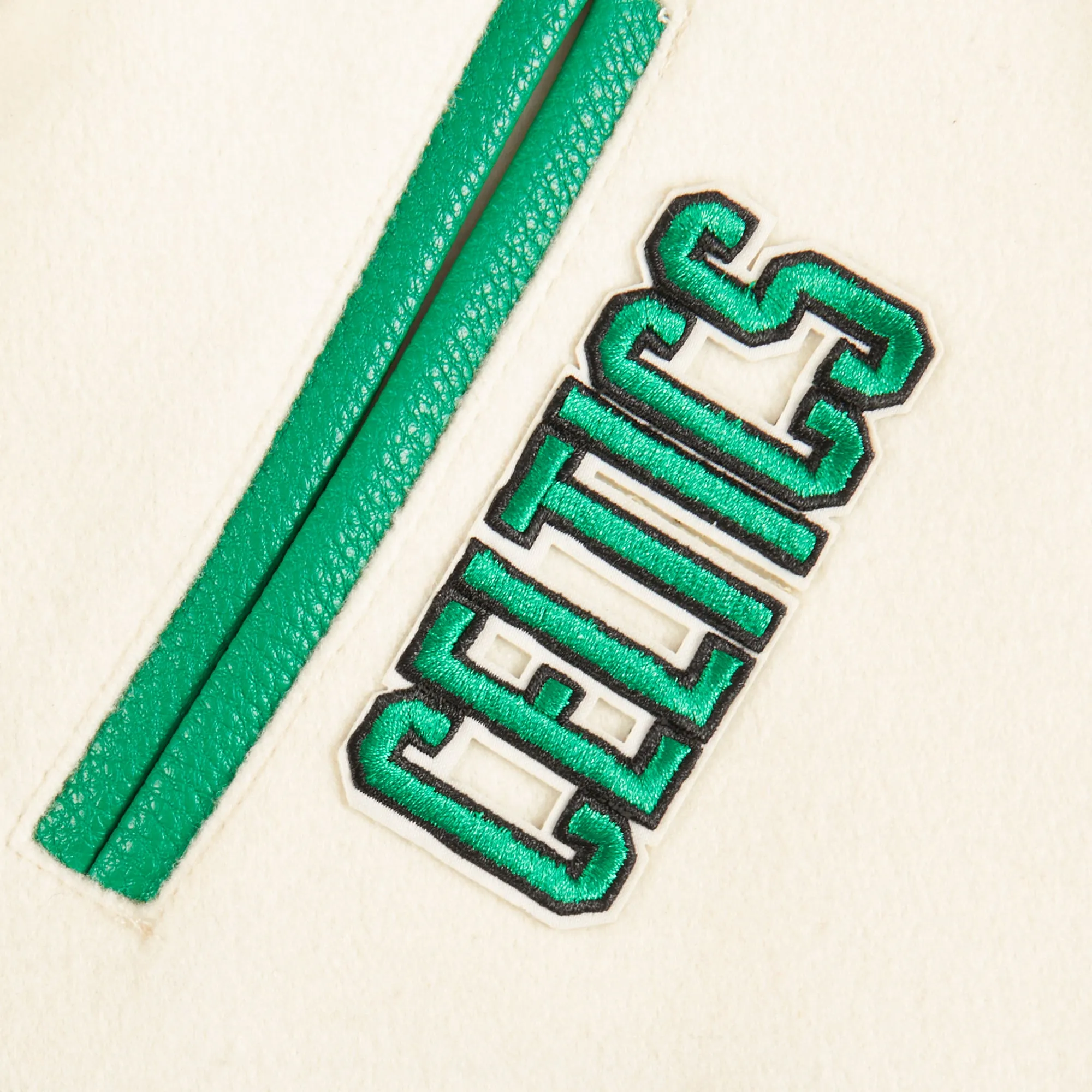 NBA BOSTON CELTICS RETRO CLASSIC LITTLE BOYS RIB WOOL VARSITY JACKET (EGGSHELL/ KELLY GREEN)