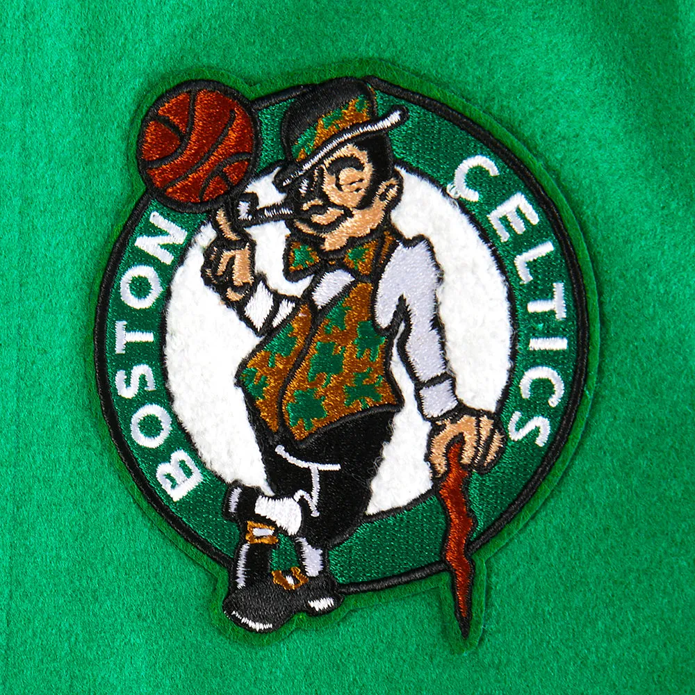 NBA BOSTON CELTICS RETRO CLASSIC LITTLE BOYS RIB WOOL VARSITY JACKET (KELLY GREEN/ WHITE)