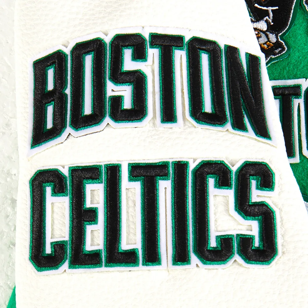NBA BOSTON CELTICS RETRO CLASSIC LITTLE BOYS RIB WOOL VARSITY JACKET (KELLY GREEN/ WHITE)