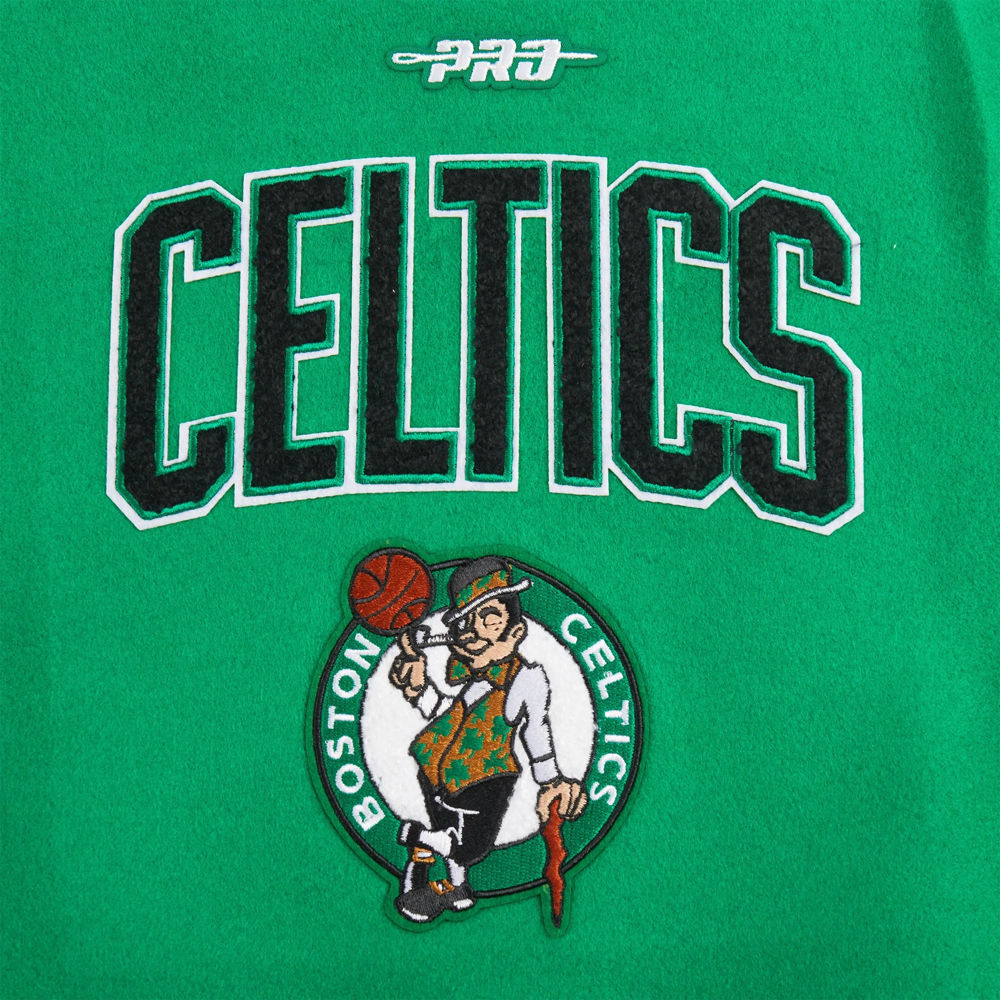 NBA BOSTON CELTICS RETRO CLASSIC TODDLER BOYS RIB WOOL VARSITY JACKET (KELLY GREEN/ WHITE)