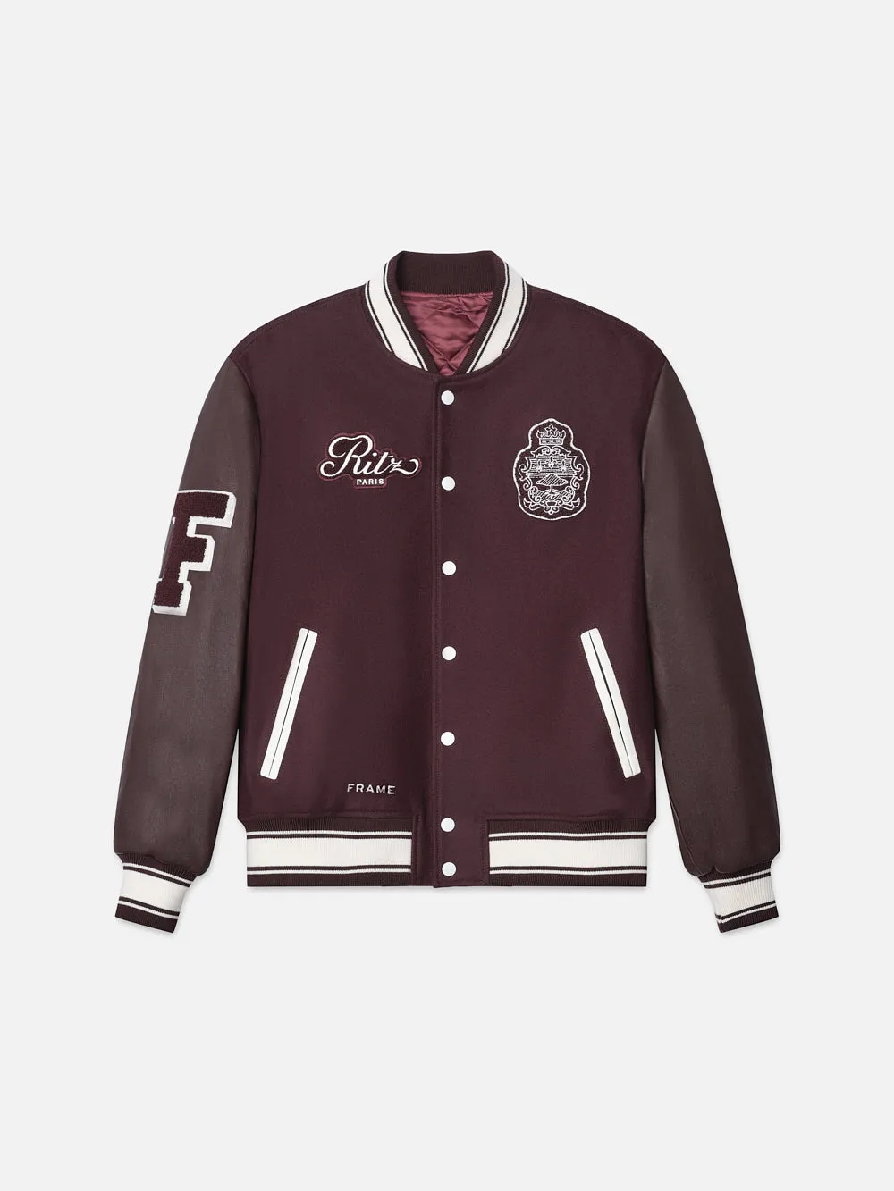 Ritz Unisex Varsity Jacket -- Bordeaux
