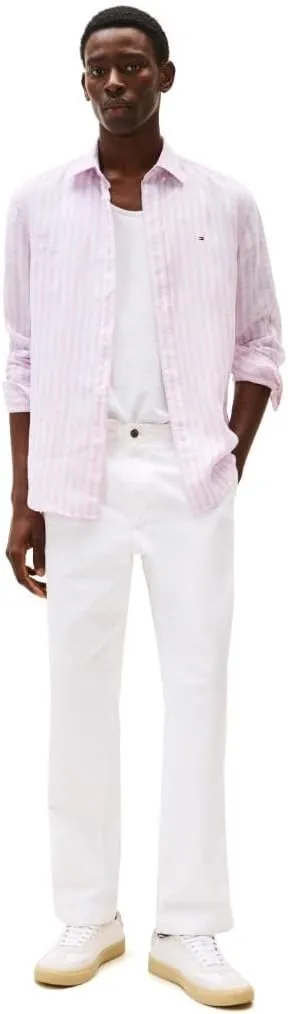 Tommy Hilfiger Men's Long Sleeve Casual Linen Button Down Shirts in Regular Fit