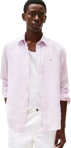 Tommy Hilfiger Men's Long Sleeve Casual Linen Button Down Shirts in Regular Fit