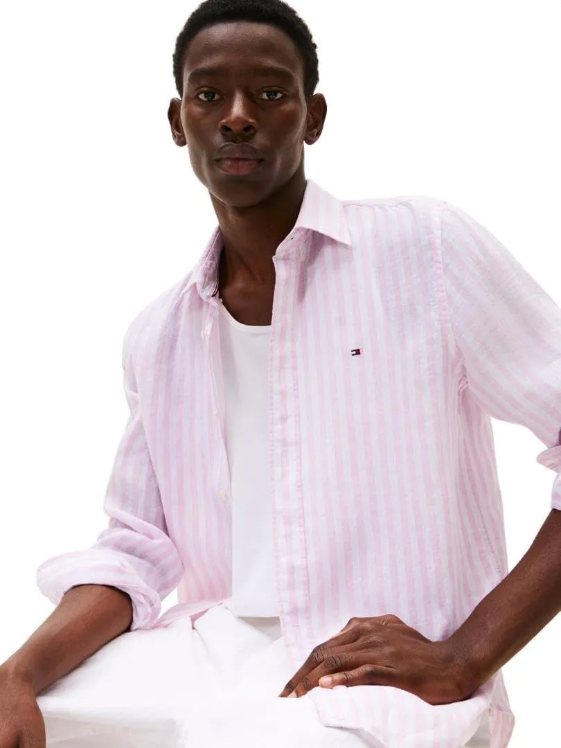 Tommy Hilfiger Men's Long Sleeve Casual Linen Button Down Shirts in Regular Fit